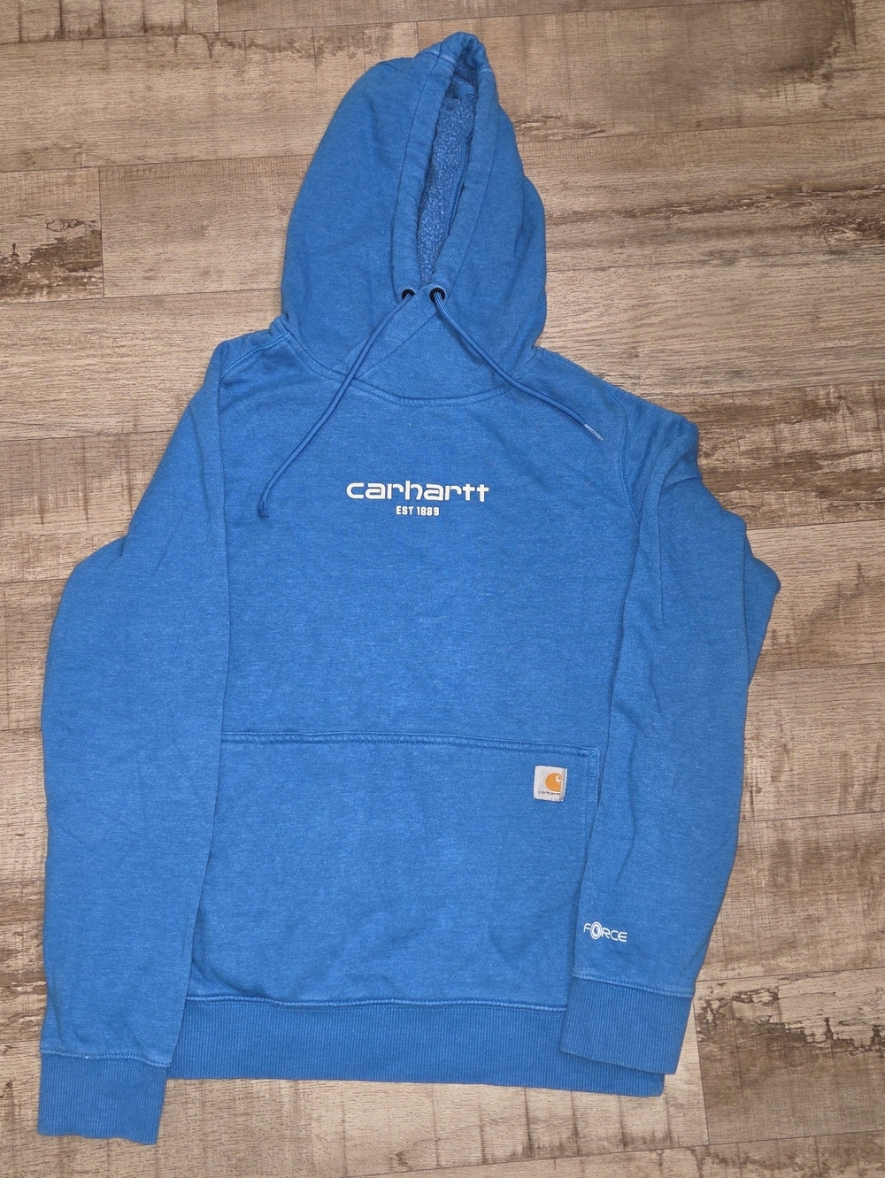 Carhartt Blue Crewneck Hooded Sweatshirt with Logo